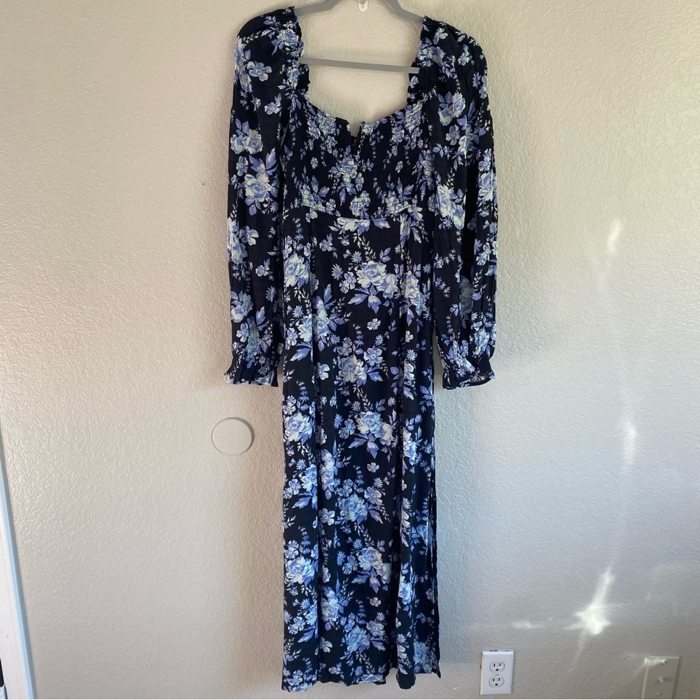 NEW FREE PEOPLE WOMEN'S JAYMES FLORAL PRINT MIDI LONG SLEEVE DRESS